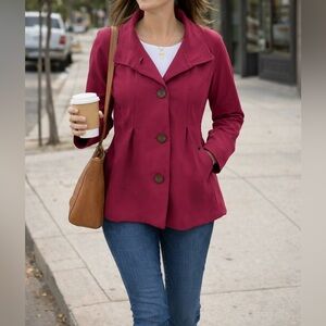 NWT neon buddha Clean Lines Jacket Blazer Cranberry Sustainable Cotton Women’s S